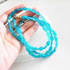 画像1: 【限定数のみ】ネオンブルーアマゾナイト　タンブル　ロングネックレス約75cm (1)
