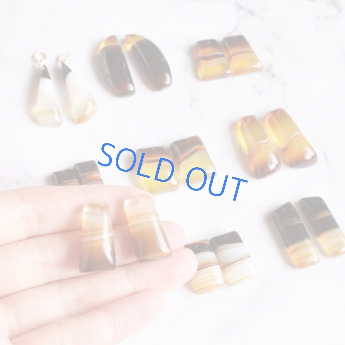 画像5: 【完売】コーヒー バンデッドアゲート(縞瑪瑙) 14KGFピアスフック  (5)