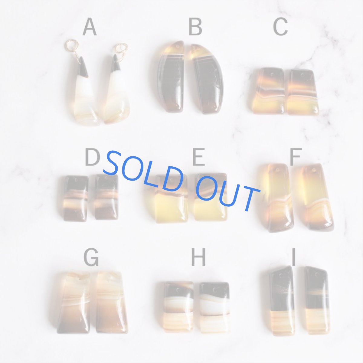 画像2: 【完売】コーヒー バンデッドアゲート(縞瑪瑙) 14KGFピアスフック  (2)