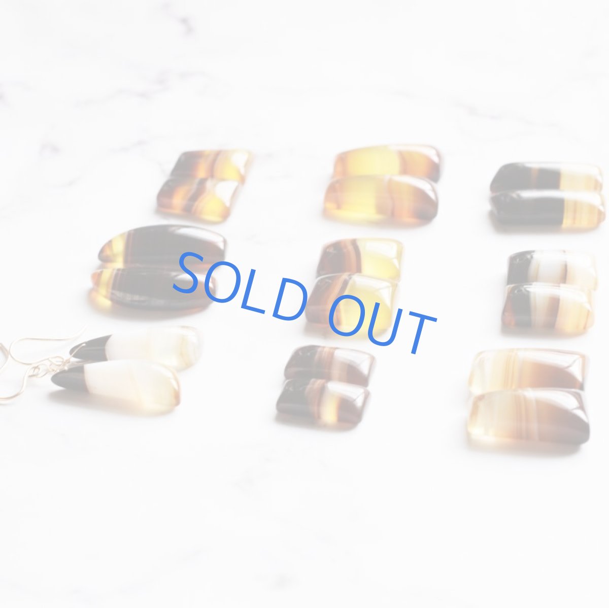 画像6: 【完売】コーヒー バンデッドアゲート(縞瑪瑙) 14KGFピアスフック  (6)