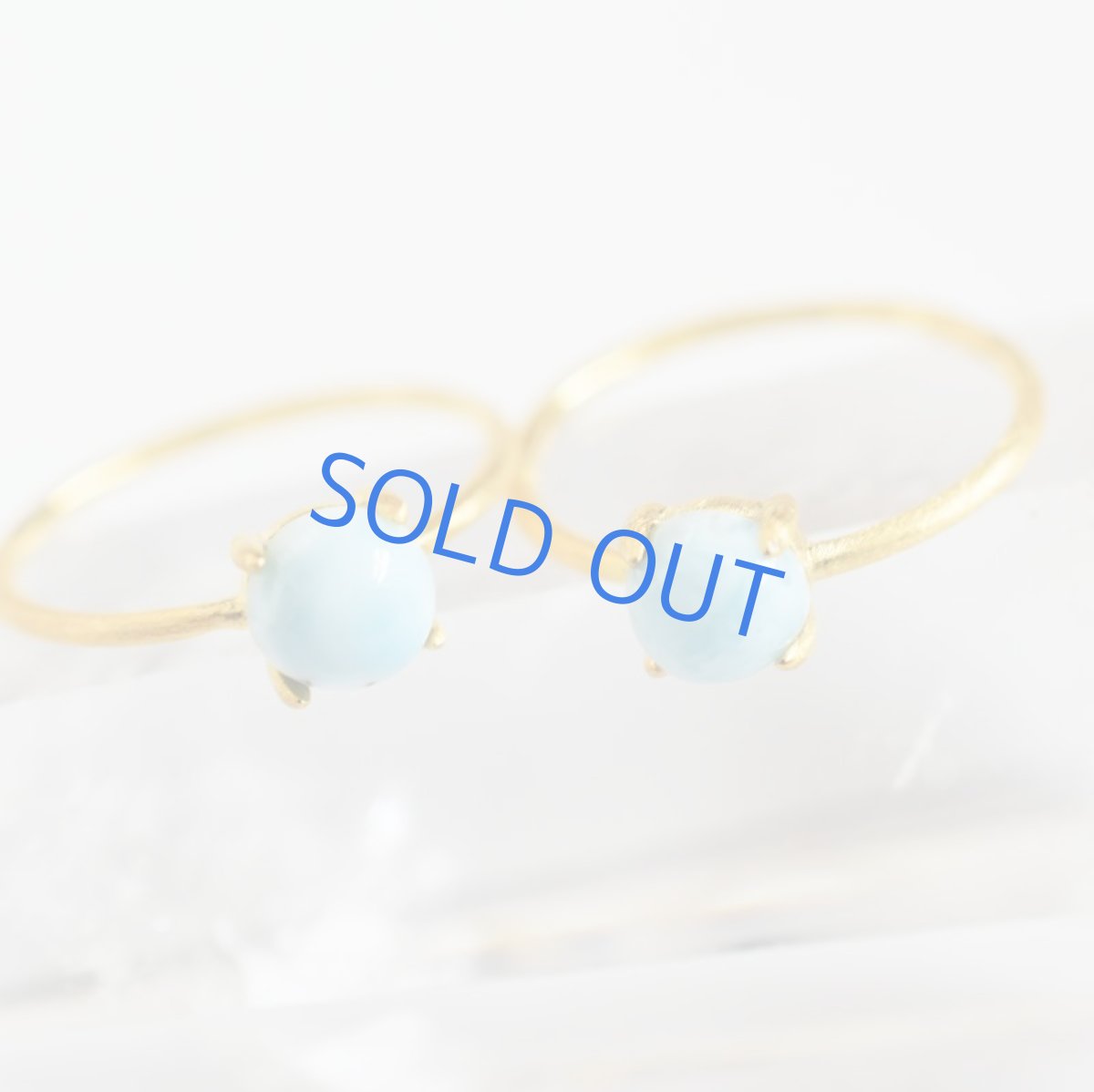 画像3: 半額SALE【模様なしタイプ】ラリマー　ラウンドカボション　刷毛目18KGPリング12-13号(指輪） (3)