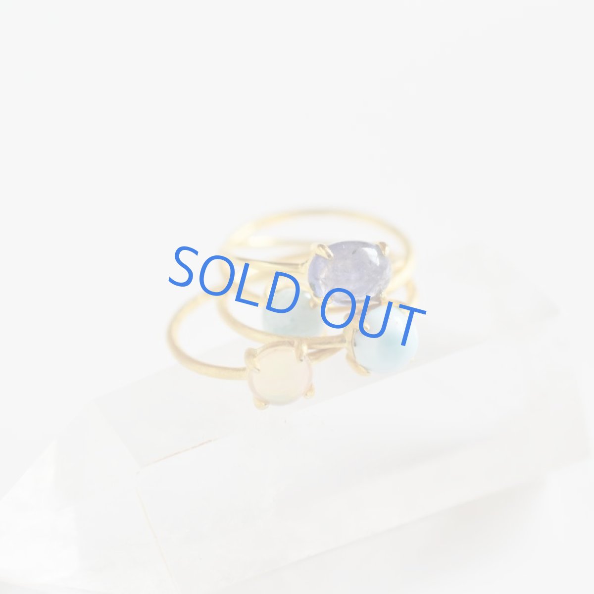 画像6: 半額SALE【模様なしタイプ】ラリマー　ラウンドカボション　刷毛目18KGPリング12-13号(指輪） (6)