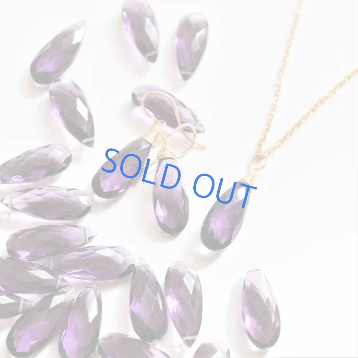 画像9: 半額SALE【限定数のみ】パープルクォーツ　細長大粒ペアシェイプ　ワイヤー巻　サージカルステンレスネックレス50cm (9)