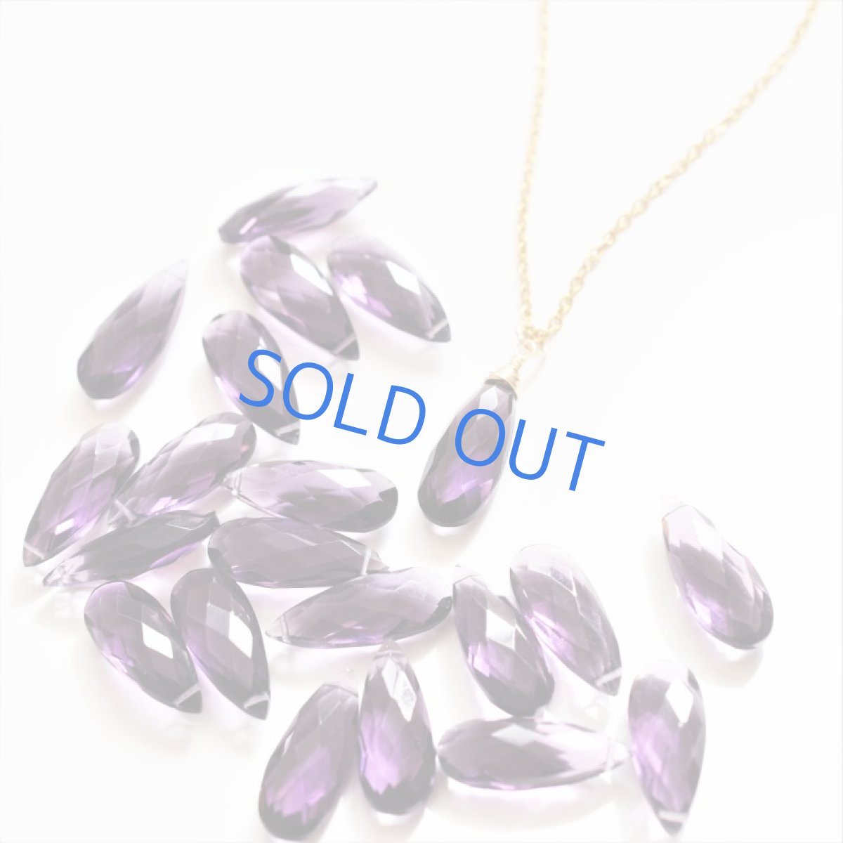 画像6: 半額SALE【限定数のみ】パープルクォーツ　細長大粒ペアシェイプ　ワイヤー巻　サージカルステンレスネックレス50cm (6)