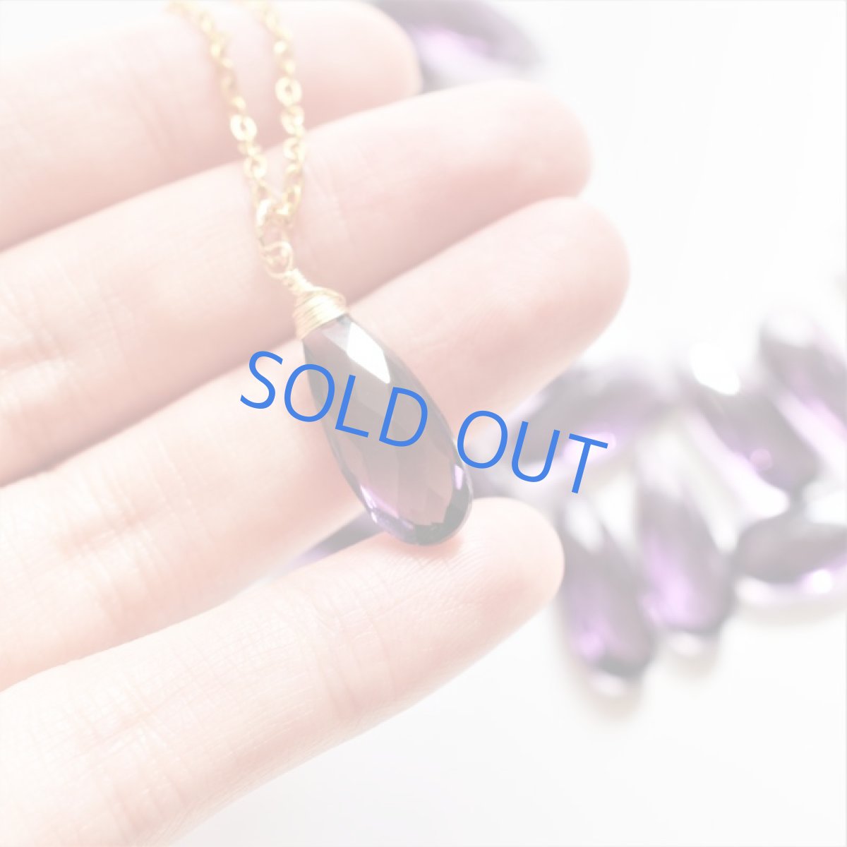 画像5: 半額SALE【限定数のみ】パープルクォーツ　細長大粒ペアシェイプ　ワイヤー巻　サージカルステンレスネックレス50cm (5)