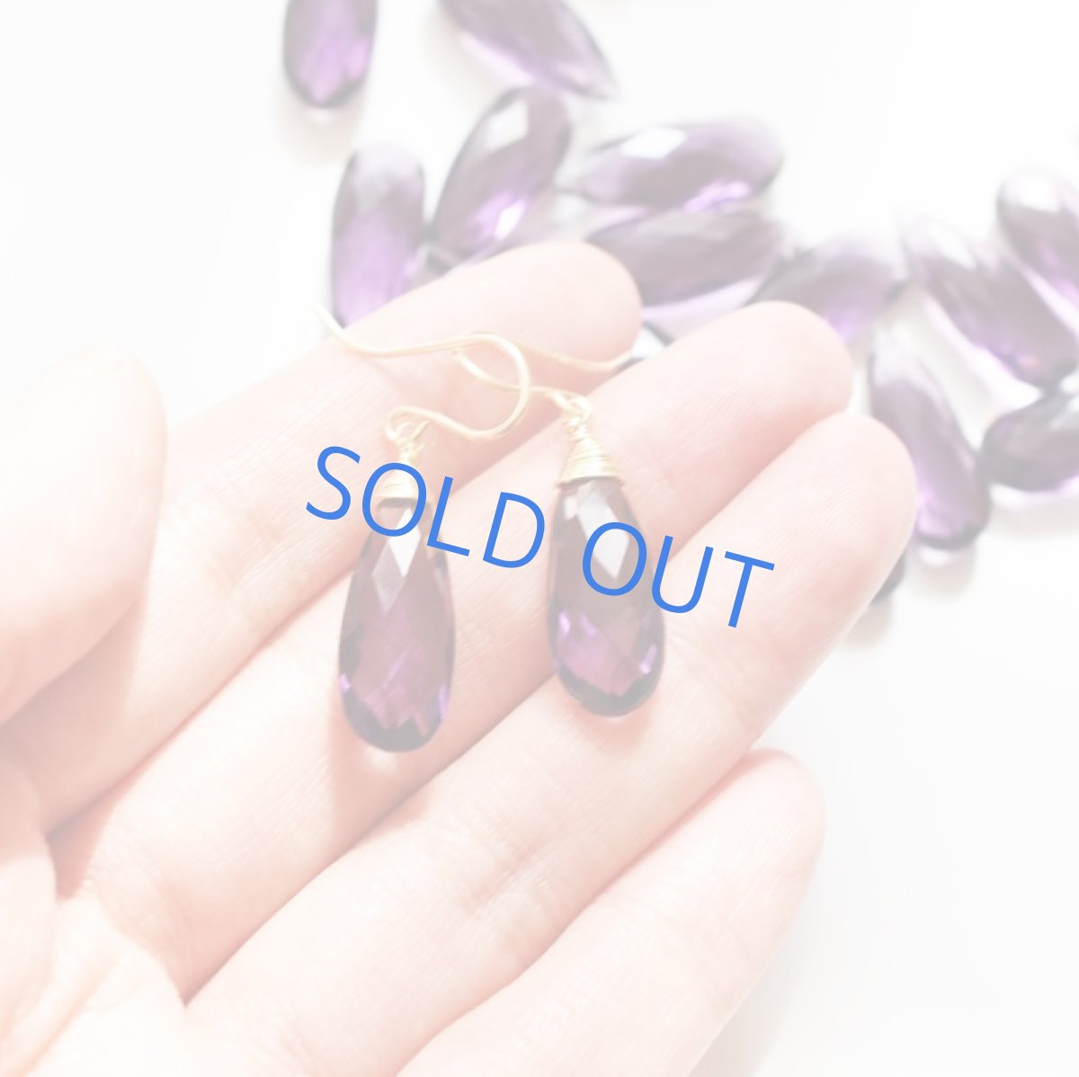 画像10: 30％OFF SALE【限定数のみ】パープルクォーツ　細長大粒ペアシェイプ　ワイヤー巻　サージカルステンレスフックピアス  (10)