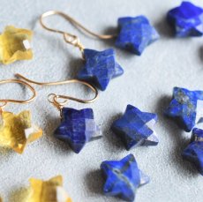 画像1: 【限定数のみ】真夜中の星　ラピスラズリ　スターカット　サージカルステンレスピアスフック (1)