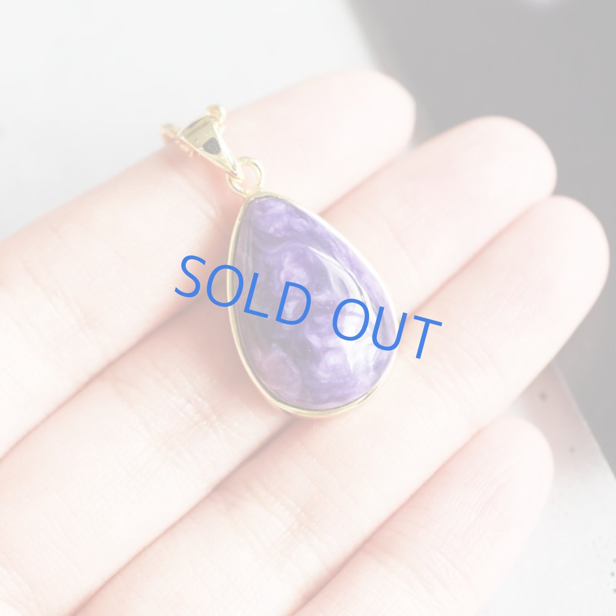 画像5: 【1点もの・A】大粒 チャロアイト カボションフレーム サージカルステンレスドットチェーン60cm (5)