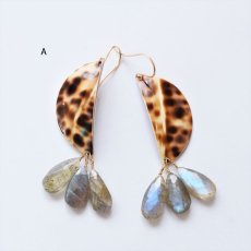 画像9: 【選べる・限定6ペア】レオパード柄シェル　ラブラドライトフリンジ　個性派ピアス（14KGF）  (9)
