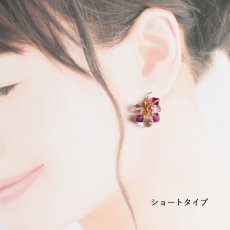 画像6: 【選べる】額紫陽花　フローライト　と　雨の滴　クリスタル　14KGFフックピアス  (6)