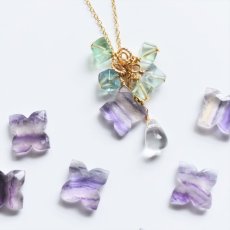 画像1: 【限定12・選べる・パープル】紫陽花フローライト　と　雨の滴クリスタル　40cmサージカルステンレスネックレス  (1)