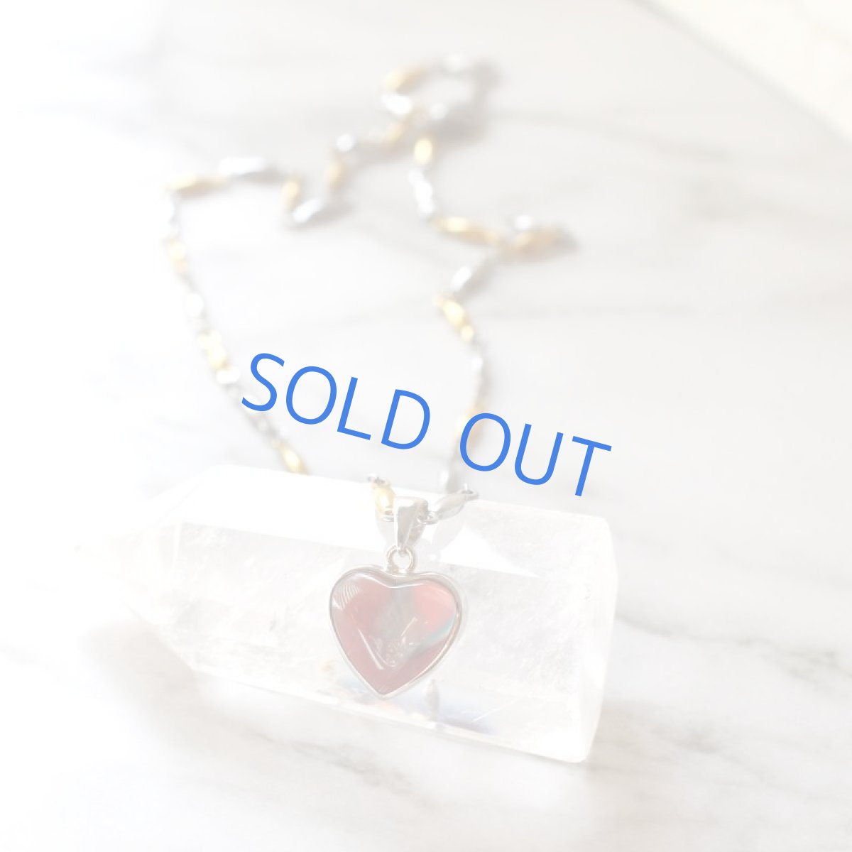 画像4: 初春の新作【1点もの・B】チベット産アンデシン ハート ペンダント サージカルステンレスネックレス45cm  (4)