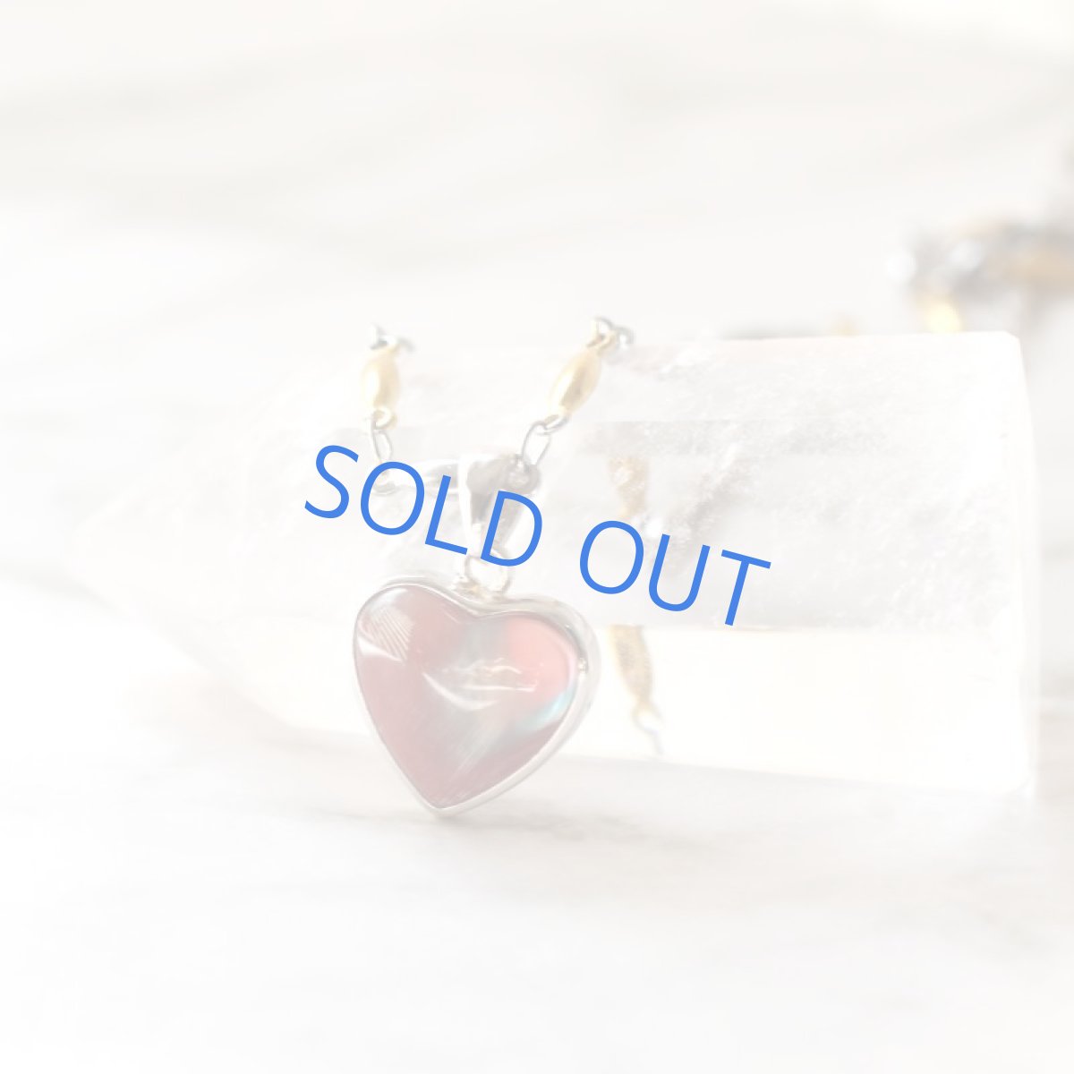 画像2: 初春の新作【1点もの・B】チベット産アンデシン ハート ペンダント サージカルステンレスネックレス45cm  (2)