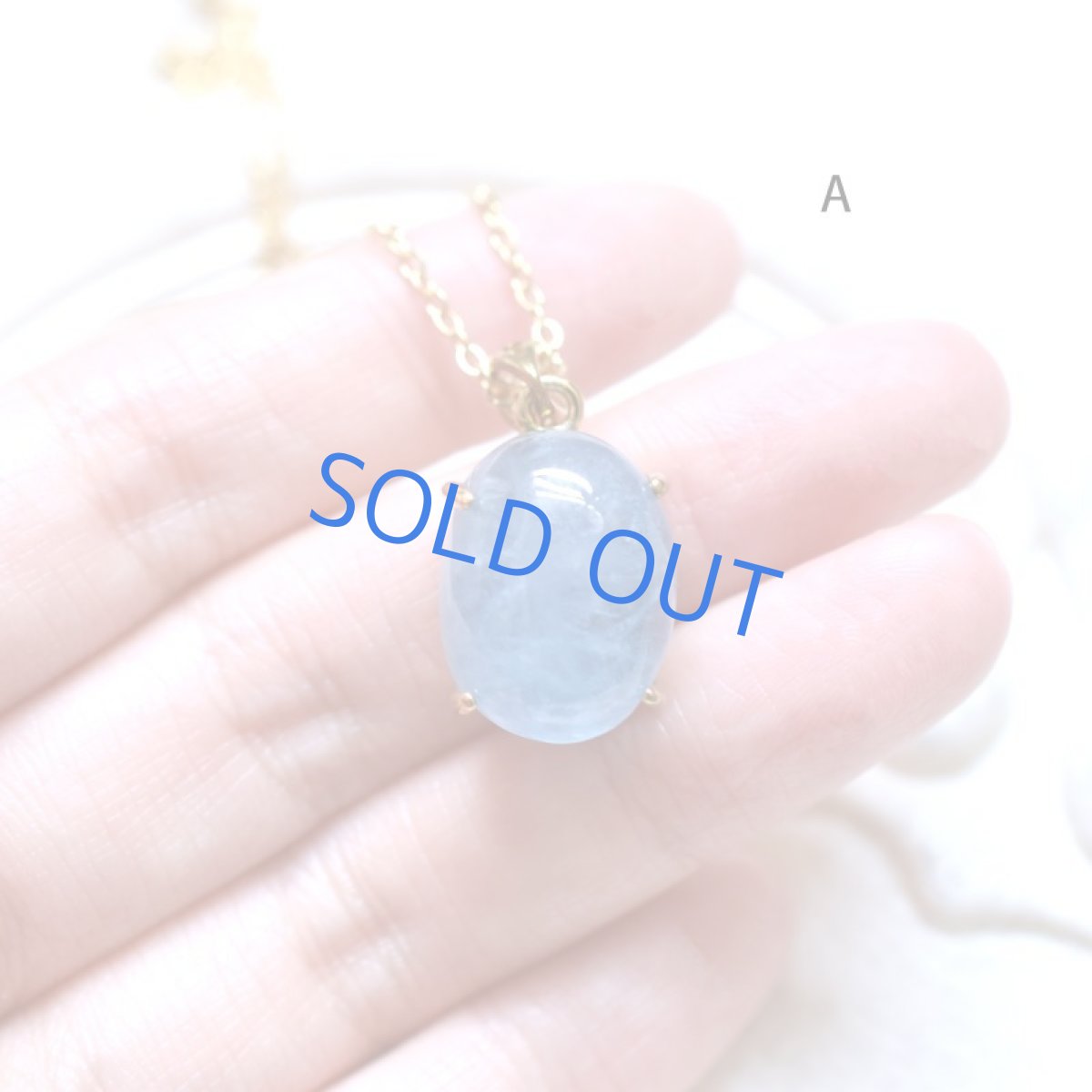 画像6: 【残りE】大粒　アクアマリン　ティア型　カボション　サージカルステンレス50cmネックレス  (6)