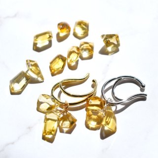 クリスタルジェムカット クリスタルフリンジシャンデリアフープピアス  