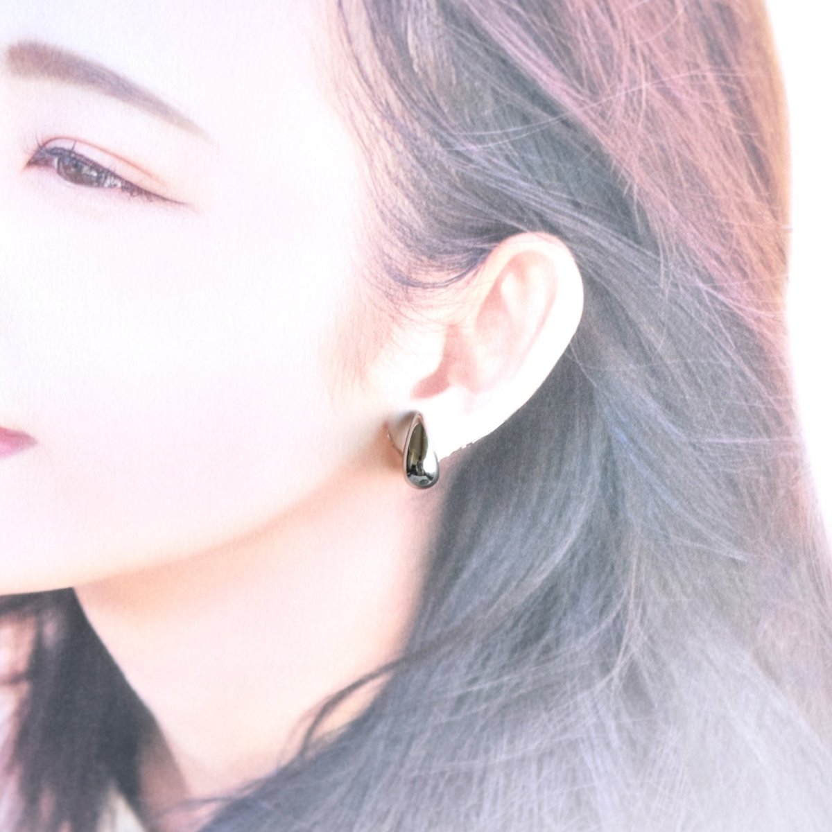 画像11: Creema特集掲載【金属アレルギー対応!】ピアス風 ティアドロップ しずく サージカルステンレスイヤリング   (11)