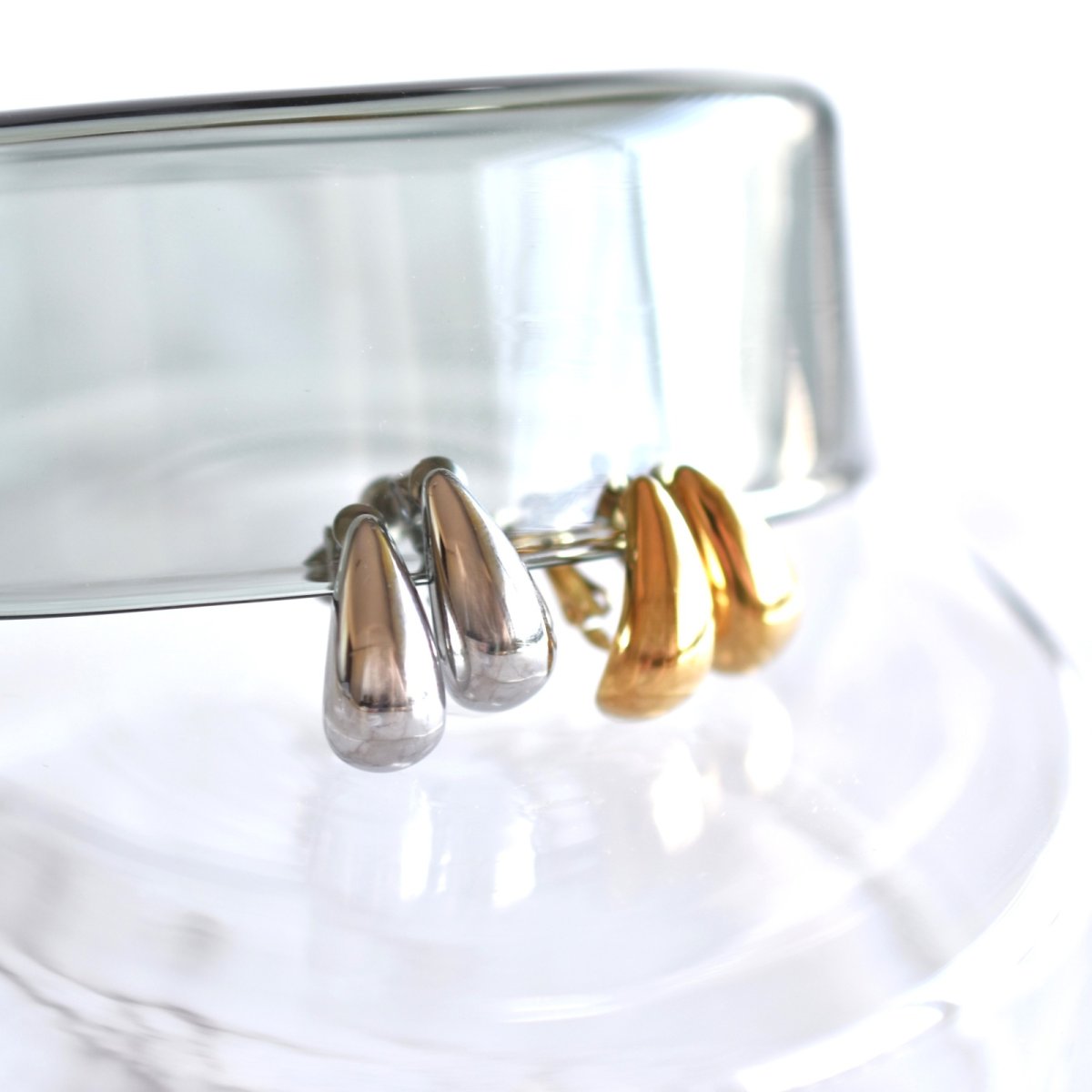 画像8: Creema特集掲載【金属アレルギー対応!】ピアス風 ティアドロップ しずく サージカルステンレスイヤリング   (8)