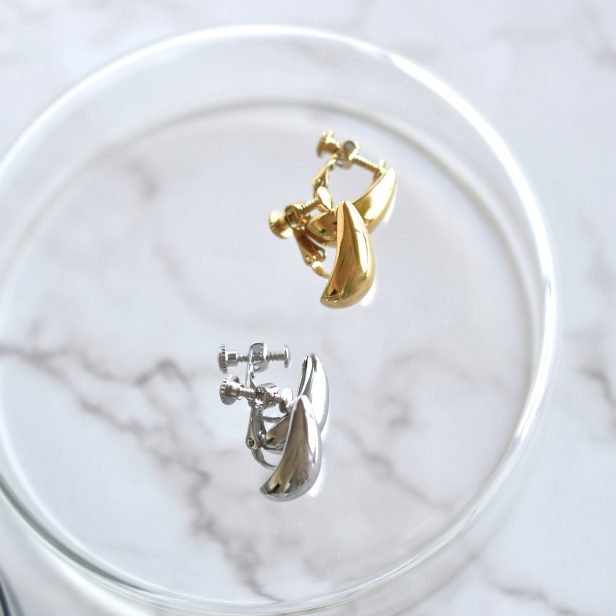 画像7: Creema特集掲載【金属アレルギー対応!】ピアス風 ティアドロップ しずく サージカルステンレスイヤリング   (7)