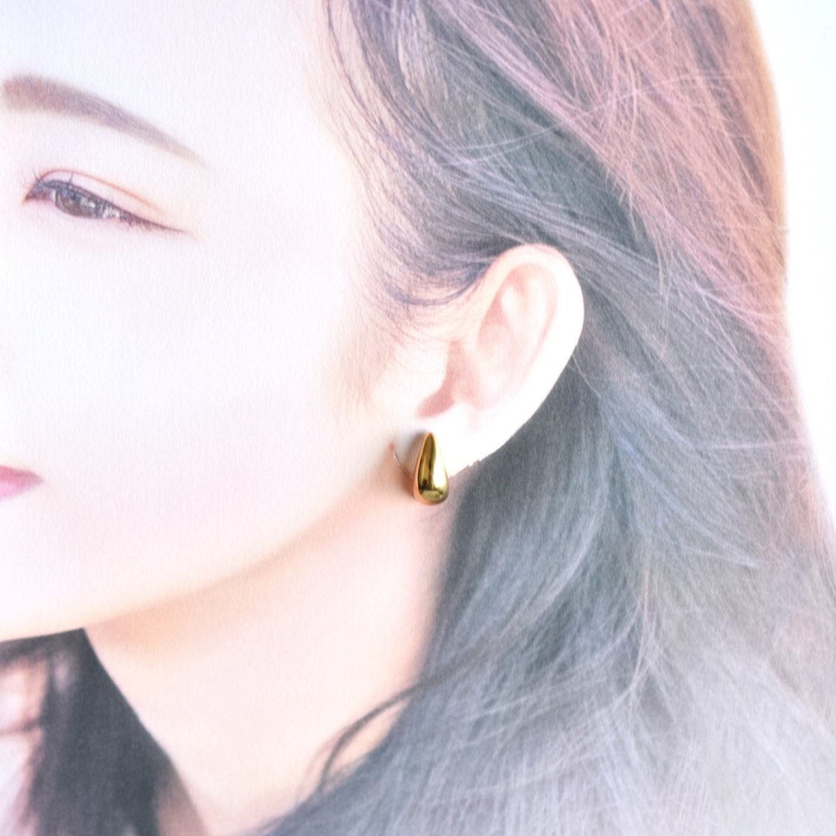 画像10: Creema特集掲載【金属アレルギー対応!】ピアス風 ティアドロップ しずく サージカルステンレスイヤリング   (10)