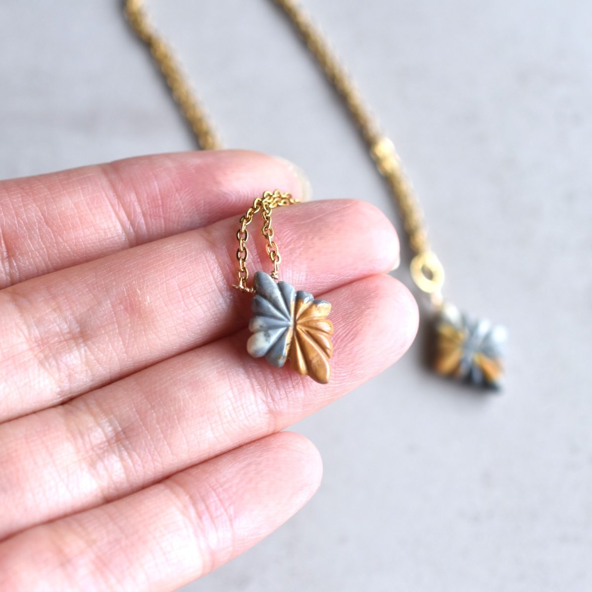 画像11:  秋の新作【残り27】世界で一つだけ　マリガノジャスパー　サージカルステンレスネックレス40cm  (11)