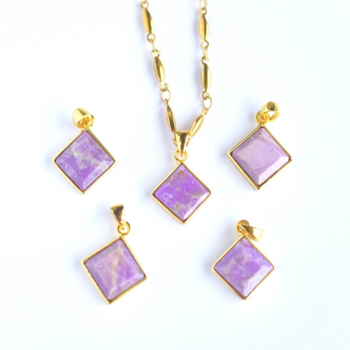 画像7: 残り６！【各1点もの・世界三大ヒーリング】希少　ラベンダーカラー　スギライト　サージカルステンレスネックレス45cm+5cm   (7)