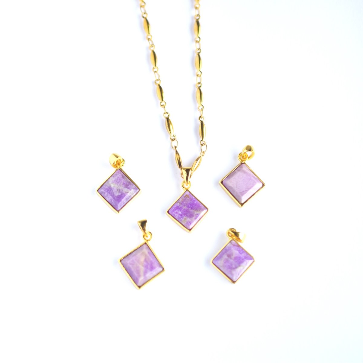 画像2: 残り６！【各1点もの・世界三大ヒーリング】希少　ラベンダーカラー　スギライト　サージカルステンレスネックレス45cm+5cm   (2)