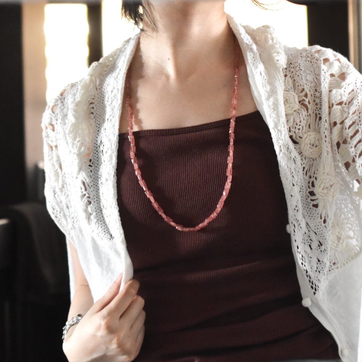 画像9: 特別商品【1点もの】天然パープルカルセドニー　総天然石　ロングネックレス (9)