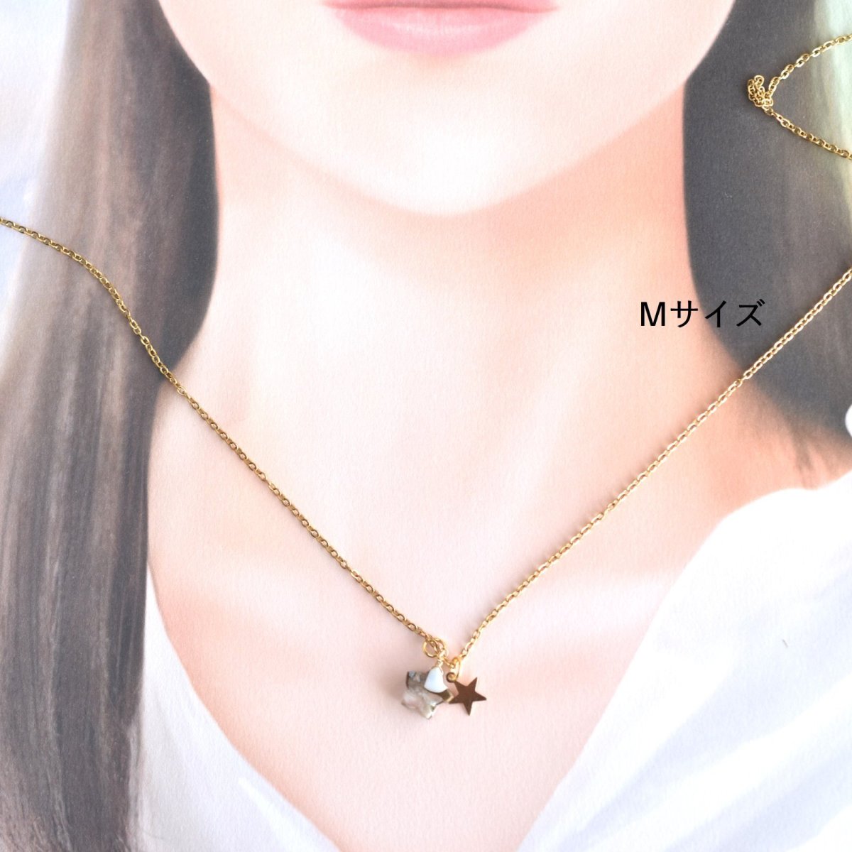 画像6: Creema特集掲載【選べる】星に願いを☆　ブルー＆ピンクオパール　コッパー　スター　サージカルステンレス　ネックレス40cm  (6)