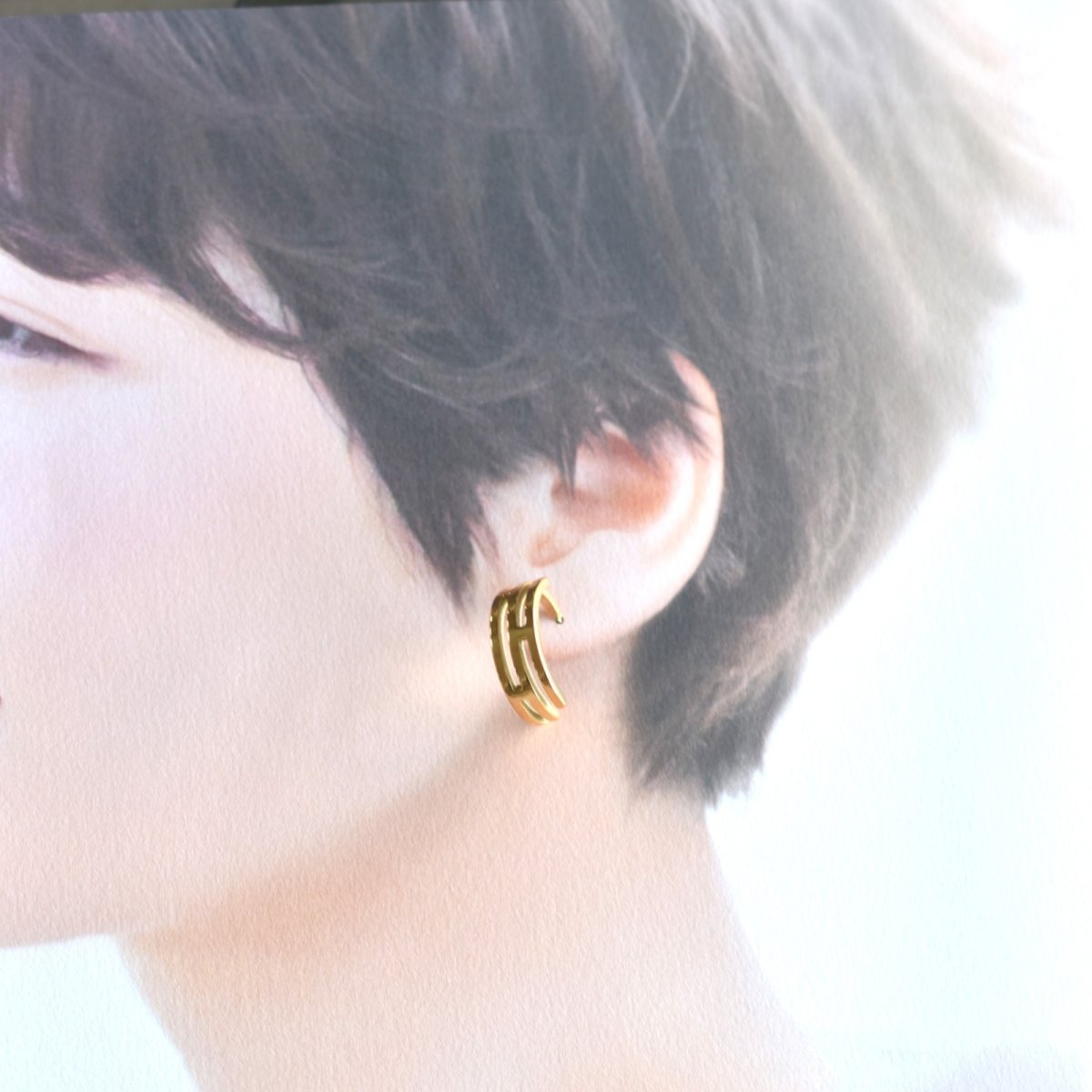 画像6: 【金属アレルギー対応！】透かしデザイン　ハーフフープピアス　サージカルステンレス (6)