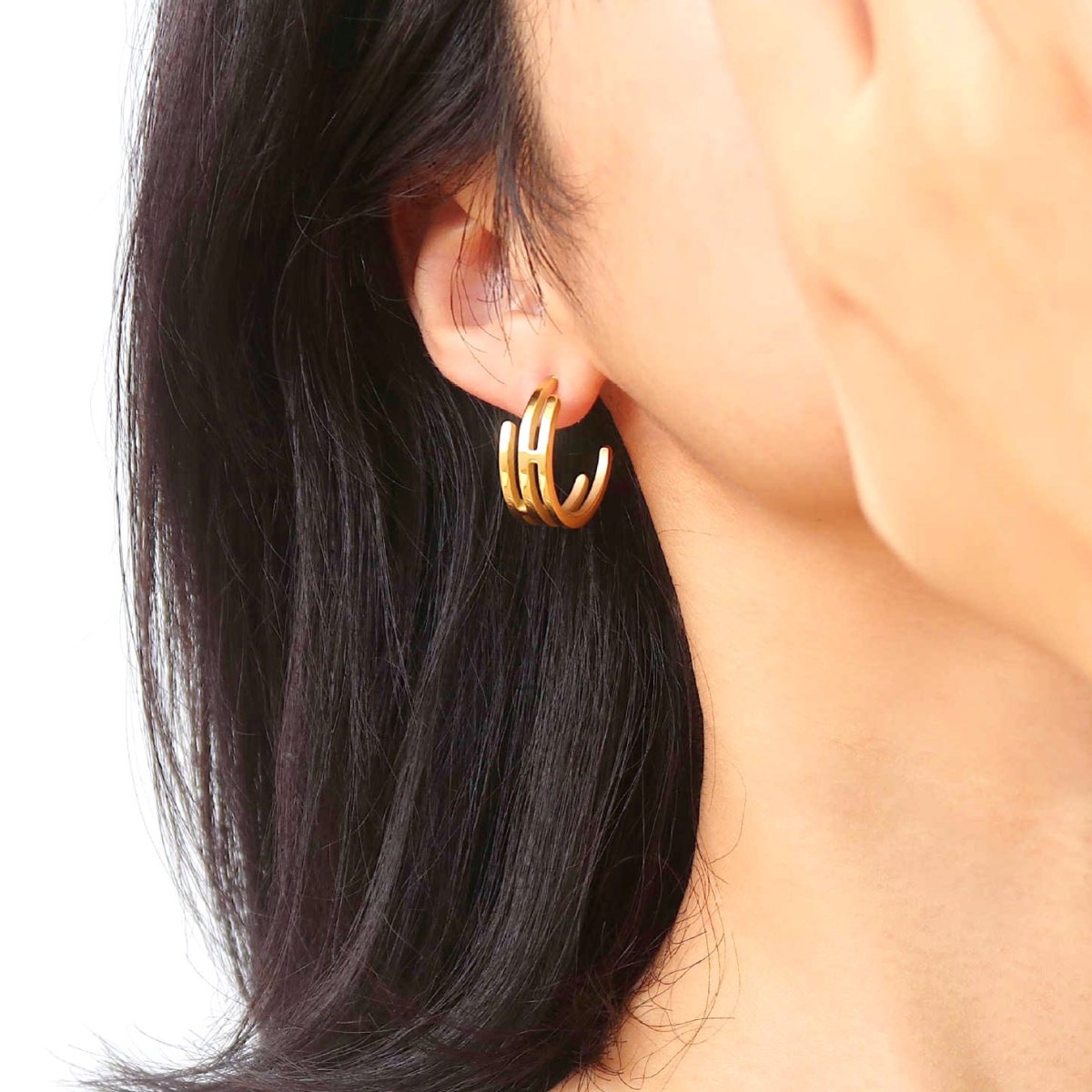 画像7: 【金属アレルギー対応！】透かしデザイン　ハーフフープピアス　サージカルステンレス (7)