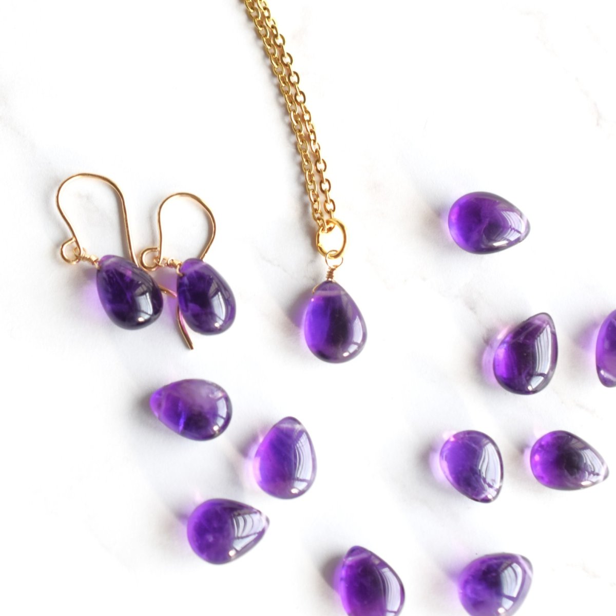 画像7: 人気再入荷!【限定数のみ・イヤリング変更可】AAA 濃い アメジスト スムースペアシェイプ サージカルステンレスピアスフック (7)