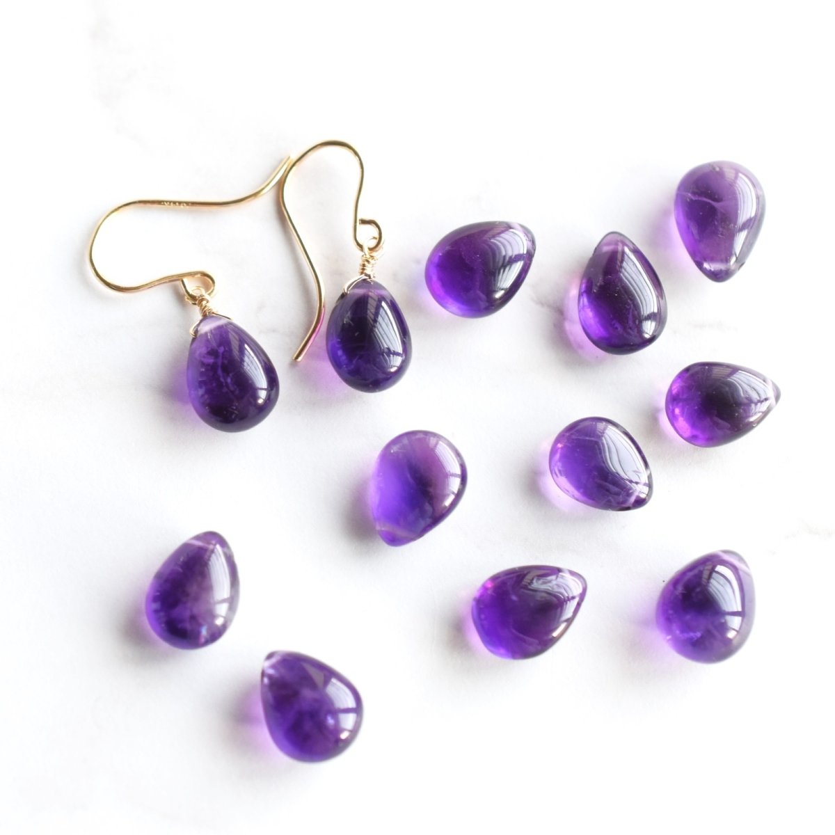 画像5: 人気再入荷!【限定数のみ・イヤリング変更可】AAA 濃い アメジスト スムースペアシェイプ サージカルステンレスピアスフック (5)