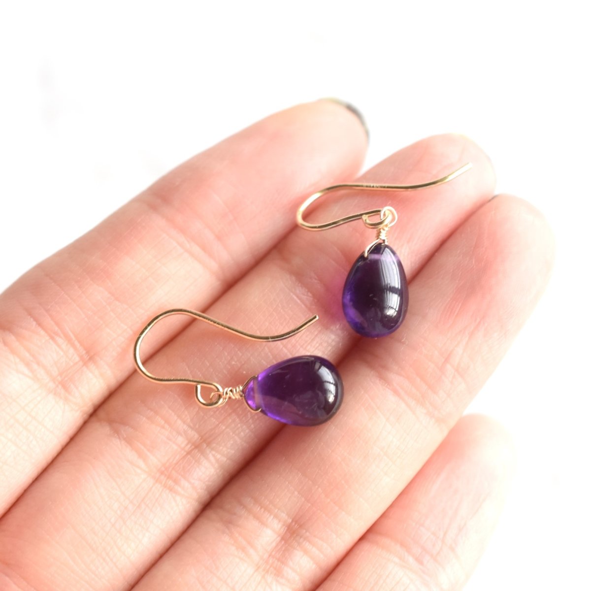 画像6: 人気再入荷!【限定数のみ・イヤリング変更可】AAA 濃い アメジスト スムースペアシェイプ サージカルステンレスピアスフック (6)