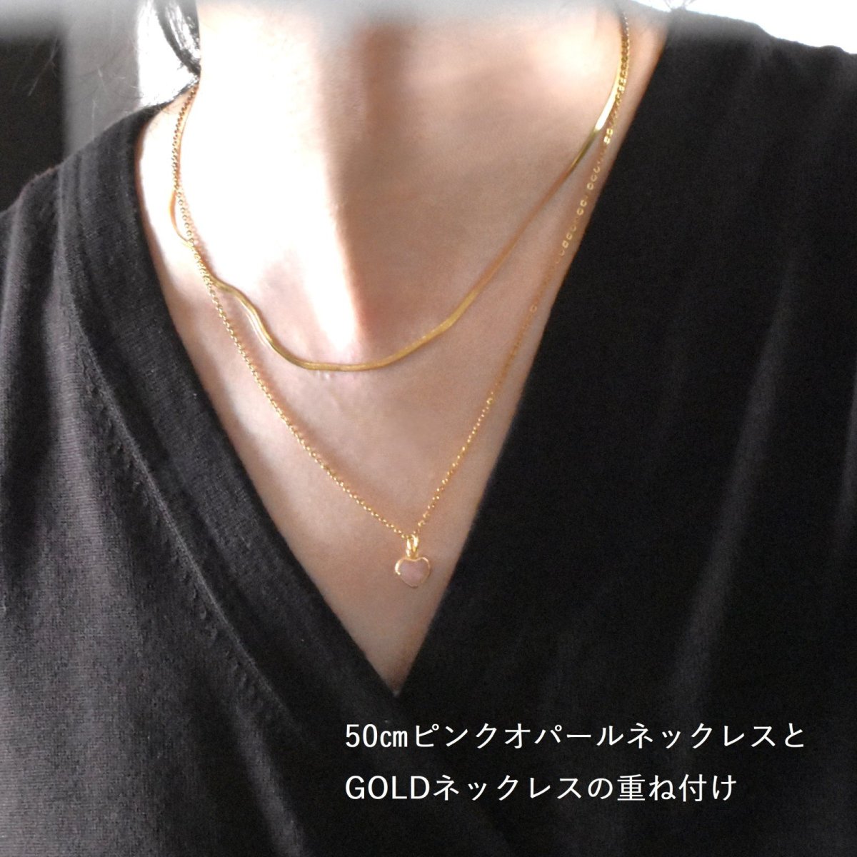 画像10: 秋冬新作【金属アレルギー対応!】平リボン ヘリンボーン柄 サージカルステンレスチェーン 約40+5cm  (10)