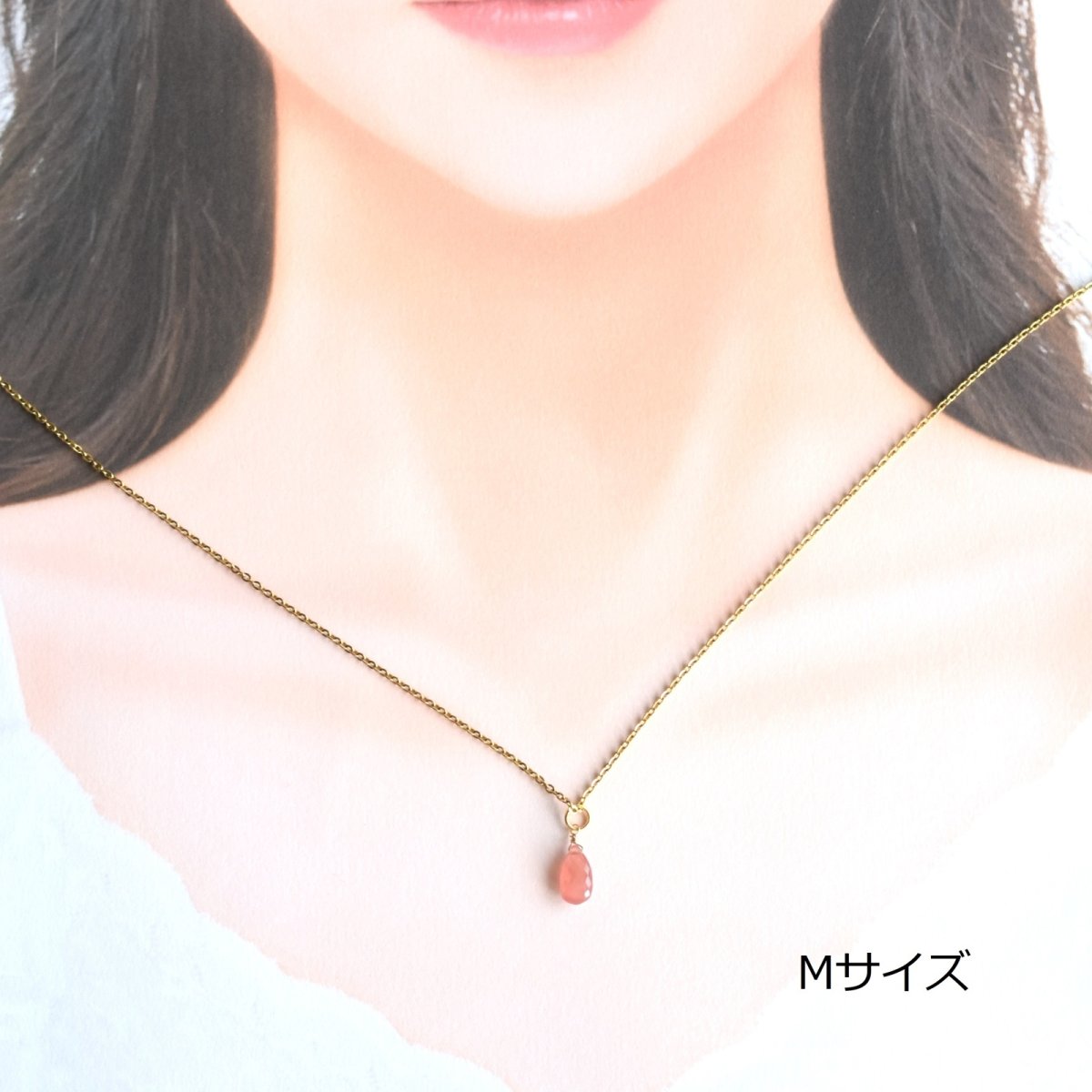 画像7: SALE【人気再入荷!限定数のみ】ペルー産インカローズ ペアシェイプ サージカルステンレスネックレス(恋愛の石)   (7)