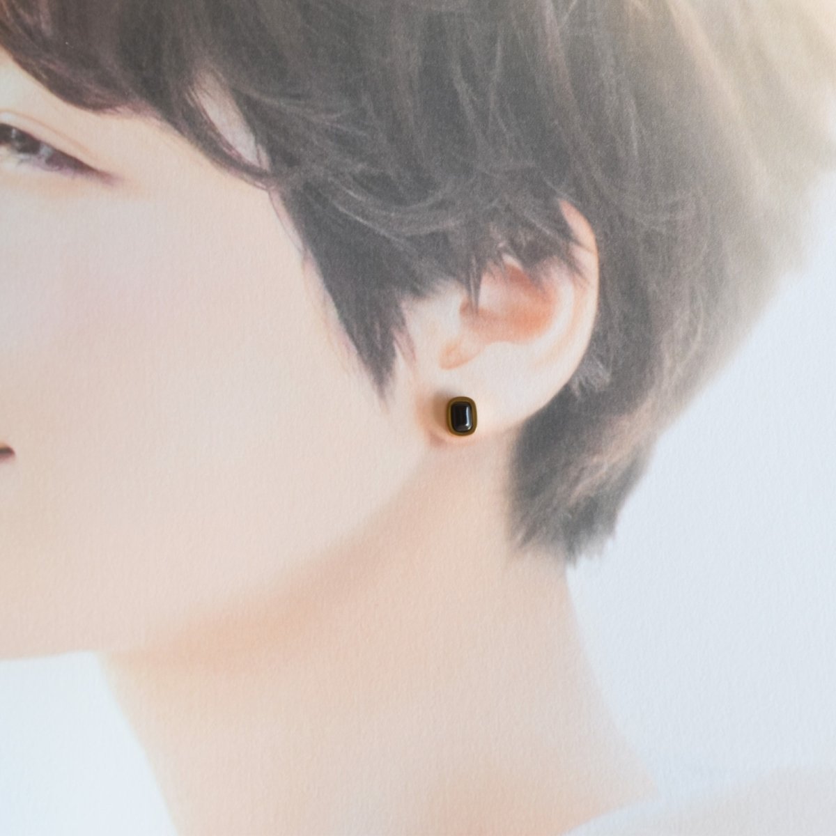 画像13:  秋の新作【金属アレルギー対応】3WAY アシンメトリー カボション & ストーンチャーム サージカルステンレス ピアス  (13)