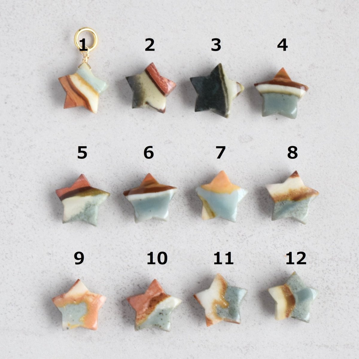 画像6: 【各1点もの・選べる】陶器のような希少石♪　ポリクロームジャスパー　スター　サージカルステンレスネックレス  (6)