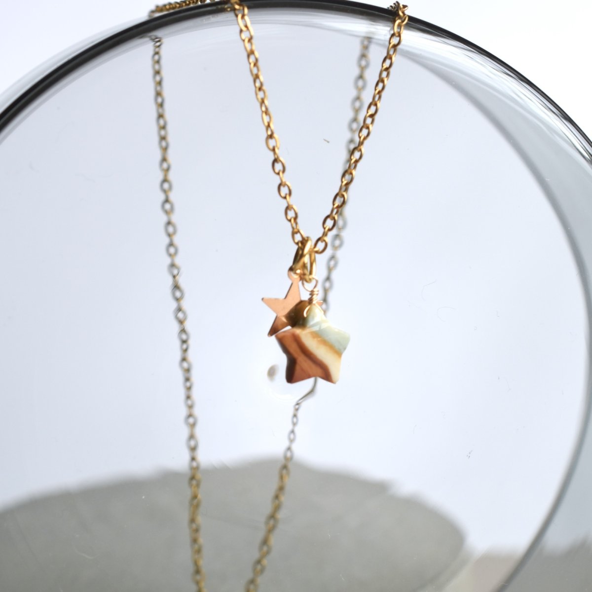 画像12: 【各1点もの・選べる】陶器のような希少石♪　ポリクロームジャスパー　スター　サージカルステンレスネックレス  (12)