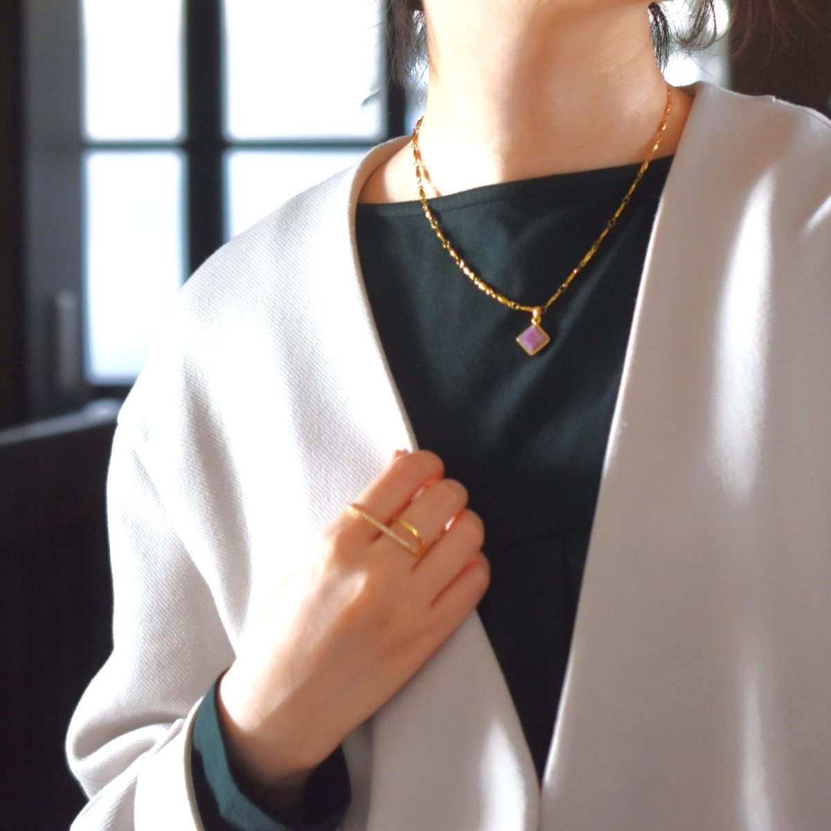 画像12: 残り６！【各1点もの・世界三大ヒーリング】希少　ラベンダーカラー　スギライト　サージカルステンレスネックレス45cm+5cm   (12)