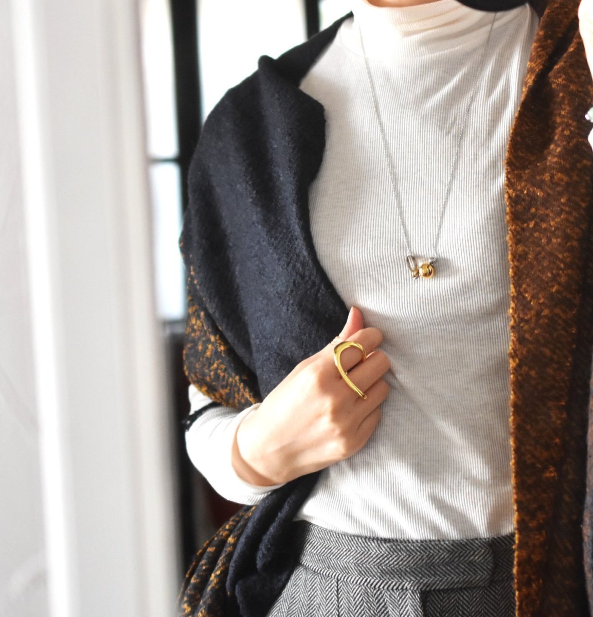 画像8: 冬の新作【限定数のみ】スモーキークォーツ　メタルボール　シルバーサージカルステンレスネックレス70cm  (8)