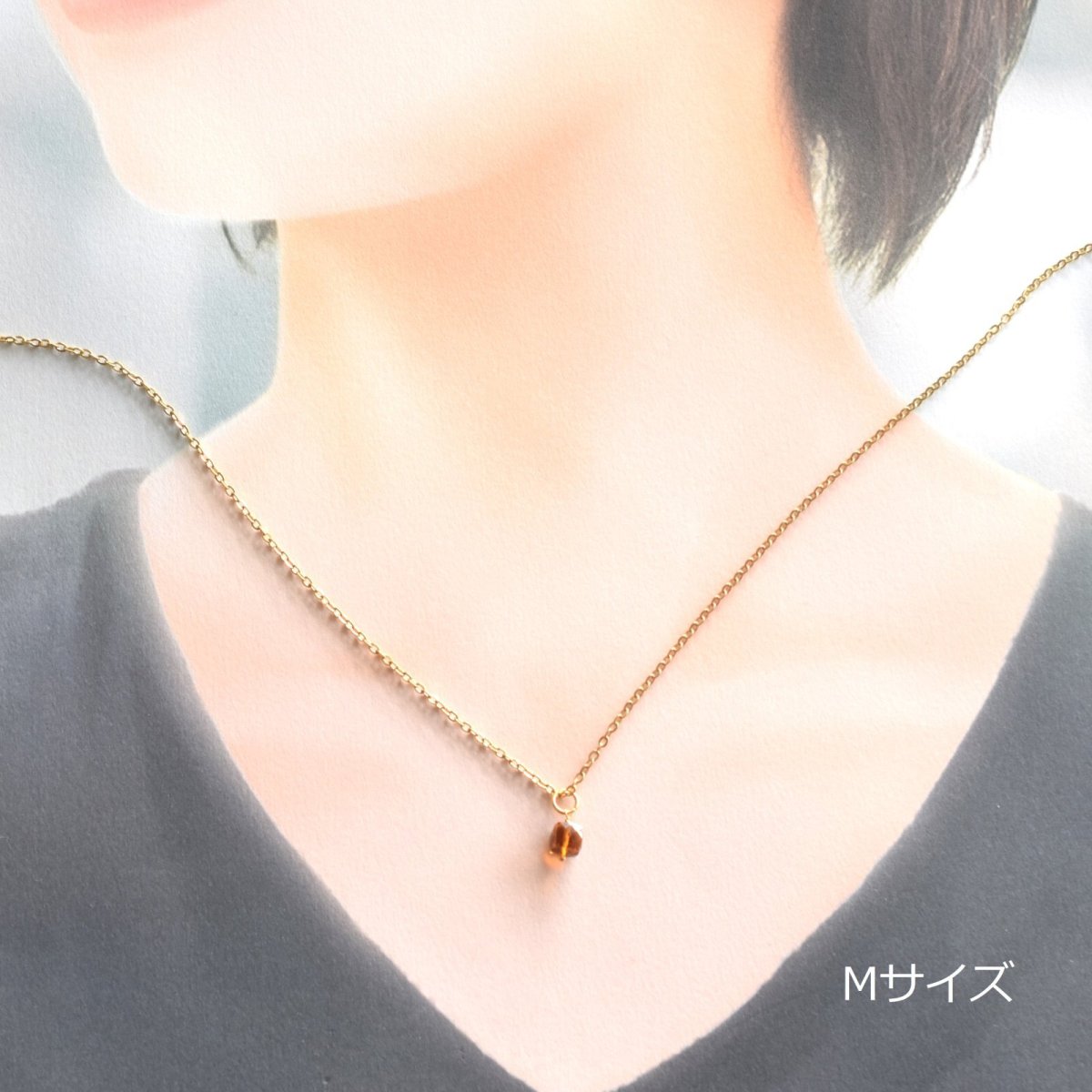 画像9: 再入荷・希少石！　ブラジル産　マデイラシトリン　ミニキューブ　サージカルステンレスネックレス (9)