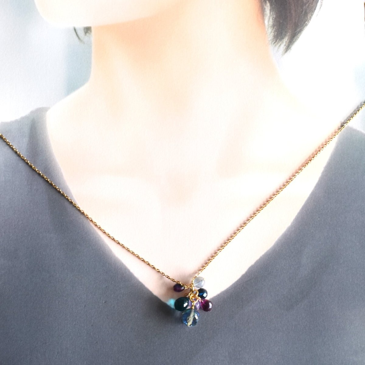 画像7: 春の新作  凍結の朝 冬の実り ミスティッククォーツ 天然石チャーム サージカルステンレスネックレス50cm  (7)