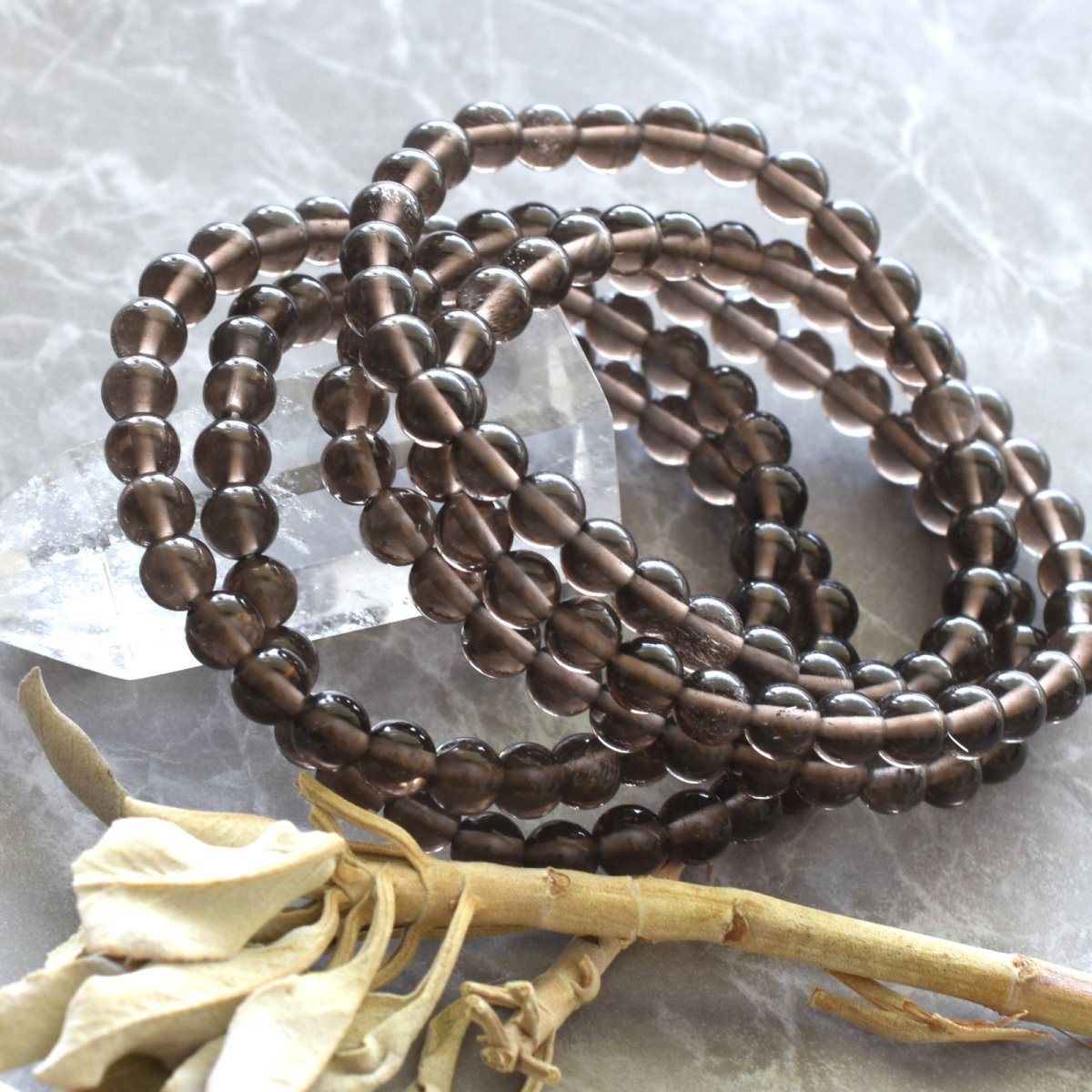 画像4: 春の新作【新年度お守り・限定数のみ】メキシコ産　ブラックアイス　オブシディアン　スモーキー　数珠　お守り　ブレスレット  (4)