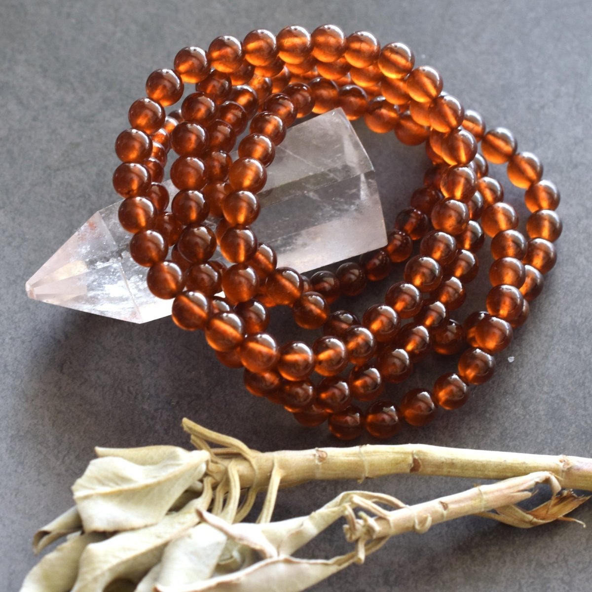 画像4: 春の新作【残り5・新年度お守り】スリランカ産 オレンジ ヘソナイト ガーネット 数珠 お守り ブレスレット  (4)