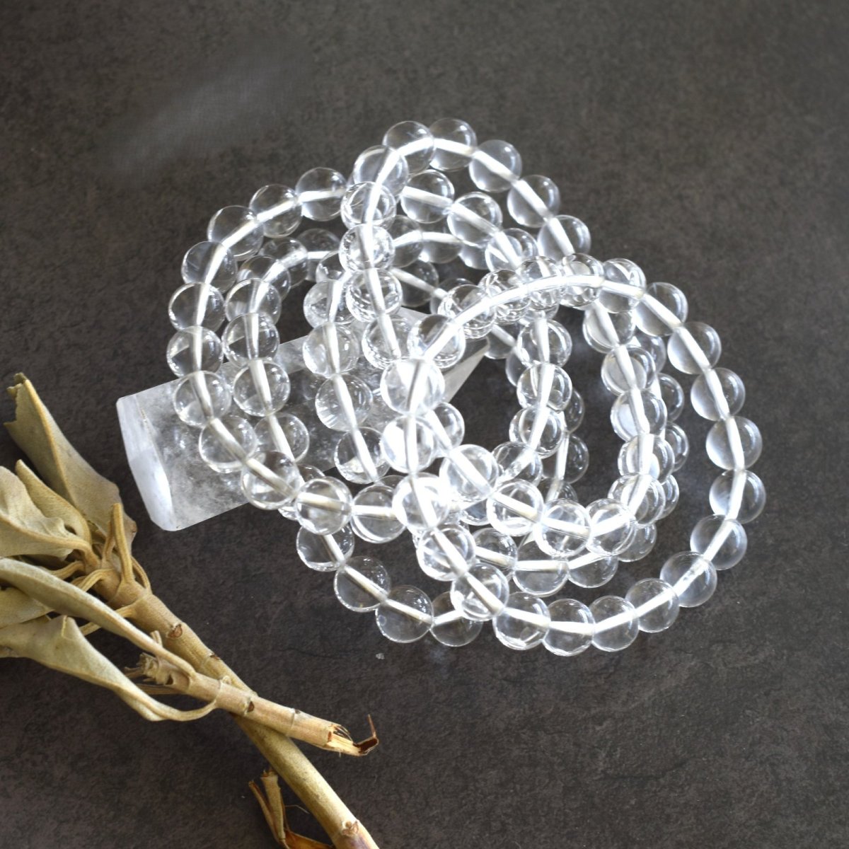 画像5: 春の新作【残り2・お守り】エンジェルラダークォーツ　クリア　丸珠　数珠ブレスレット  (5)