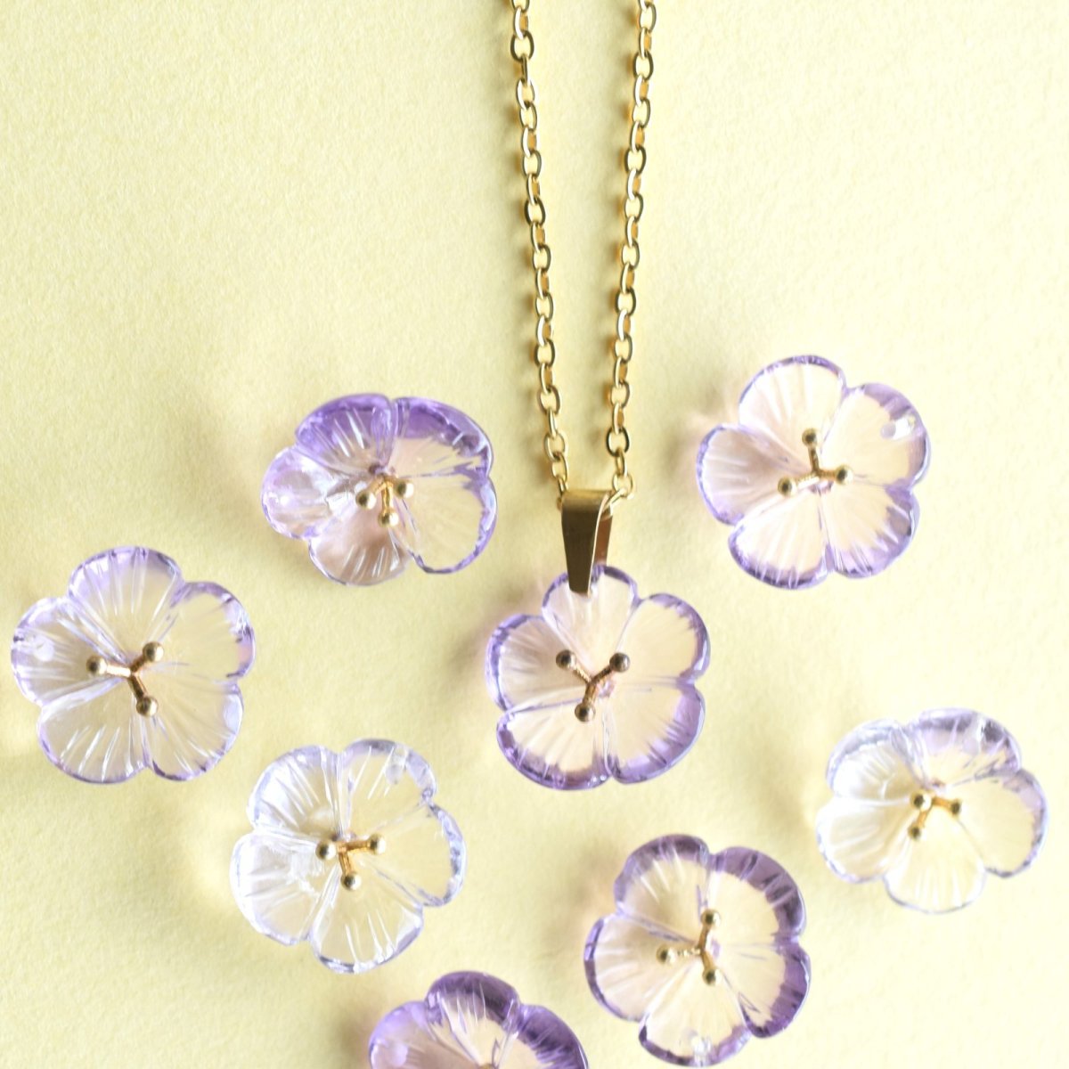 画像9: 春の新作【残り22】春の訪れ　希少！　大粒　ピンクアメジスト　フラワー　サージカルステンレスネックレス40cm  (9)