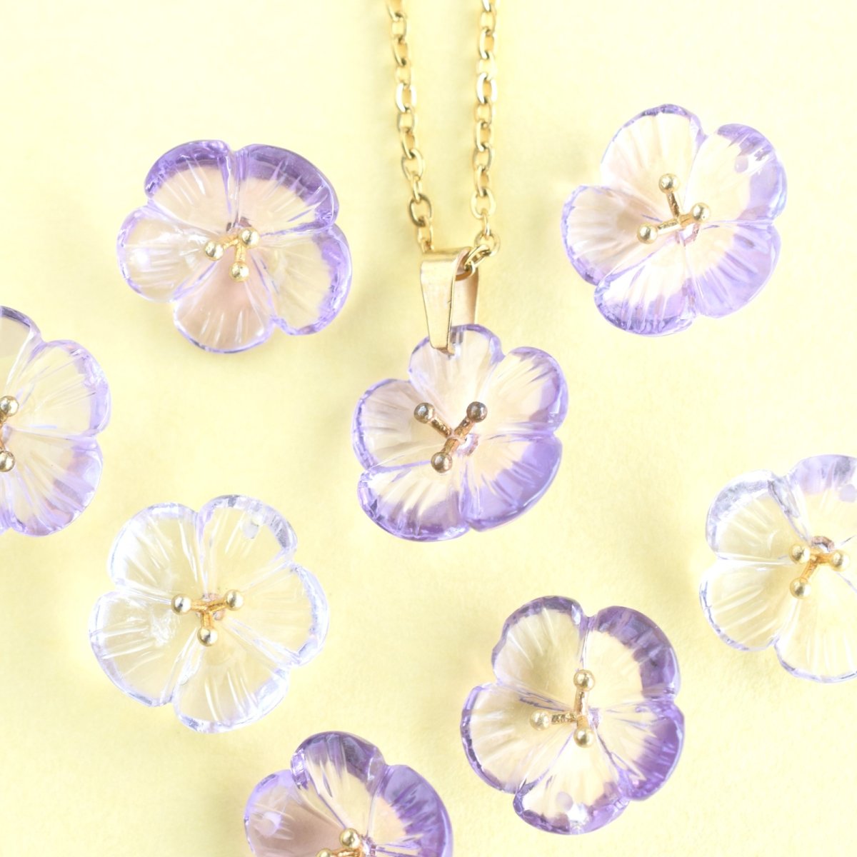 画像6: 春の新作【残り22】春の訪れ　希少！　大粒　ピンクアメジスト　フラワー　サージカルステンレスネックレス40cm  (6)