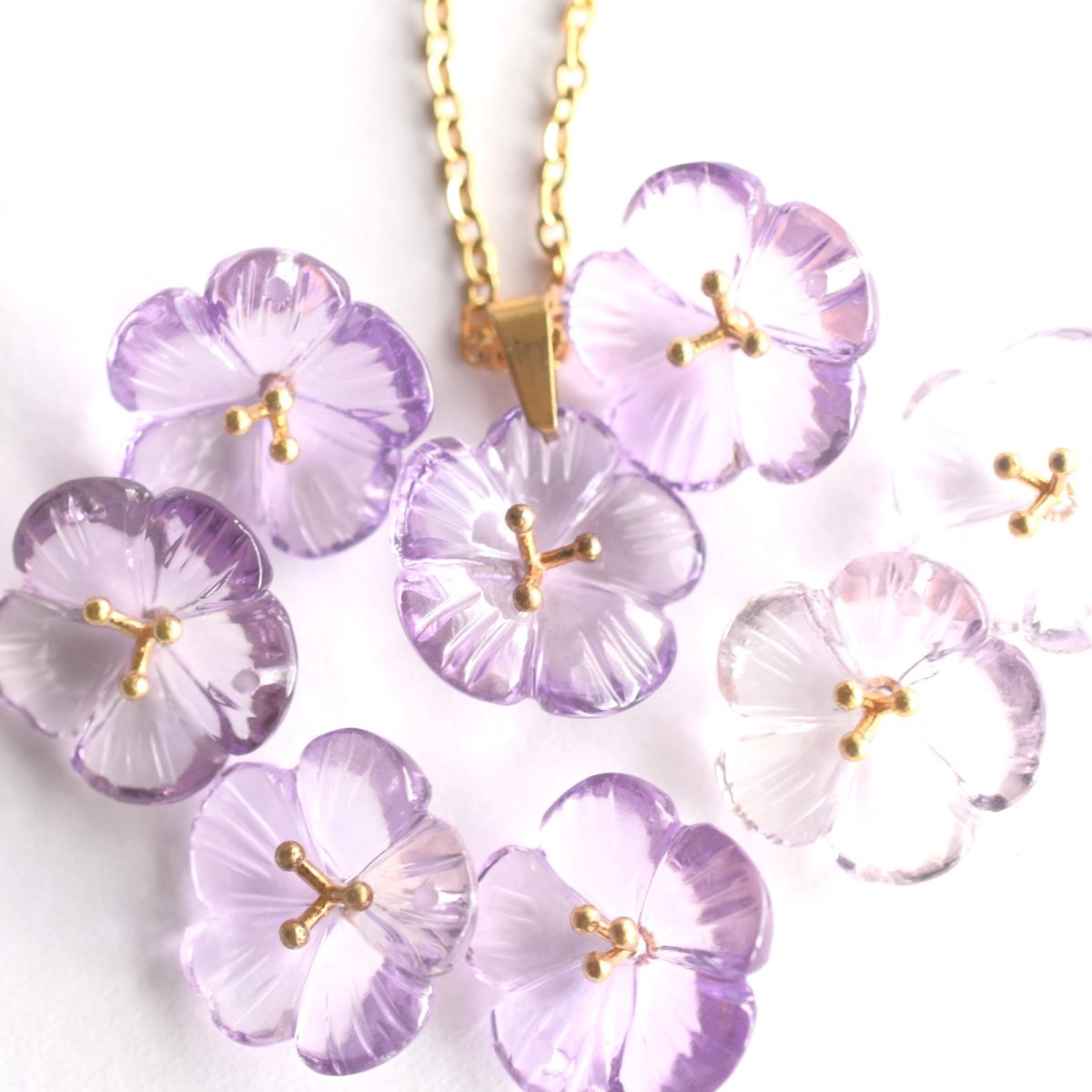 画像7: 春の新作【残り22】春の訪れ　希少！　大粒　ピンクアメジスト　フラワー　サージカルステンレスネックレス40cm  (7)