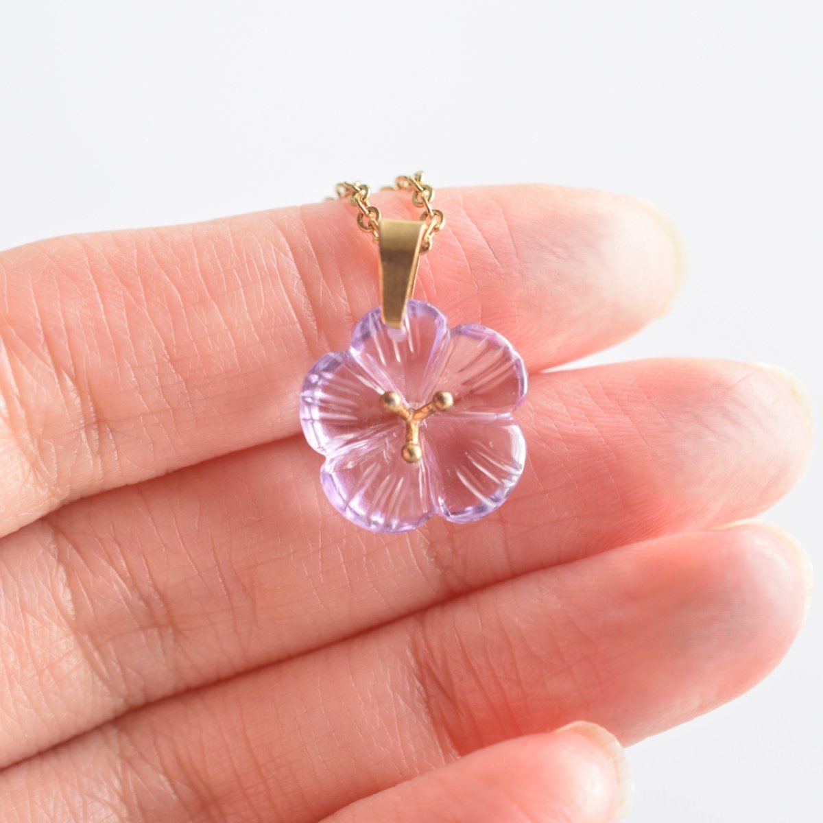 画像10: 春の新作【残り22】春の訪れ　希少！　大粒　ピンクアメジスト　フラワー　サージカルステンレスネックレス40cm  (10)