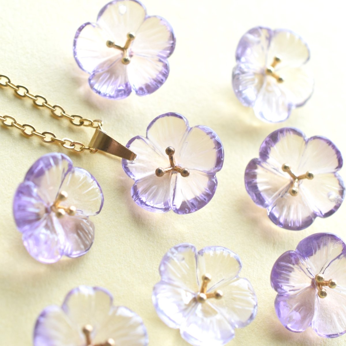 画像4: 春の新作【残り22】春の訪れ　希少！　大粒　ピンクアメジスト　フラワー　サージカルステンレスネックレス40cm  (4)